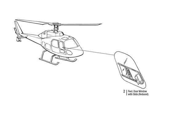FWD DOOR WINDOW W/SLIDE RH (REDUCED) | P/N: 3501-2030-2