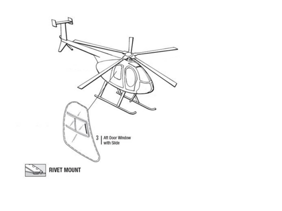 AFT DOOR WINDOW W/SLIDE RH | P/N: 369-3506-4