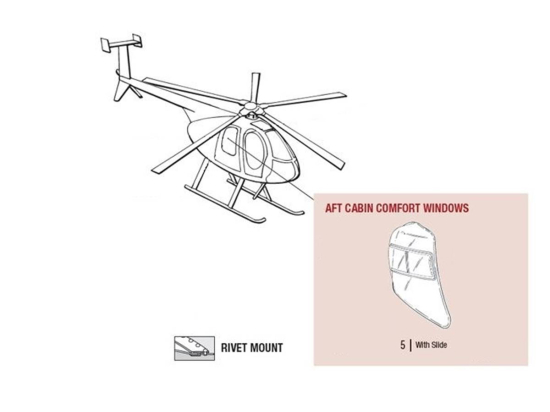 AFT CABIN COMFORT WINDOW W/SLIDE RH | P/N: 369-4506-4