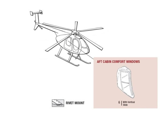 AFT CABIN COMFORT WINDOW W/VERT SLIDE RH | P/N: 369-4506-8