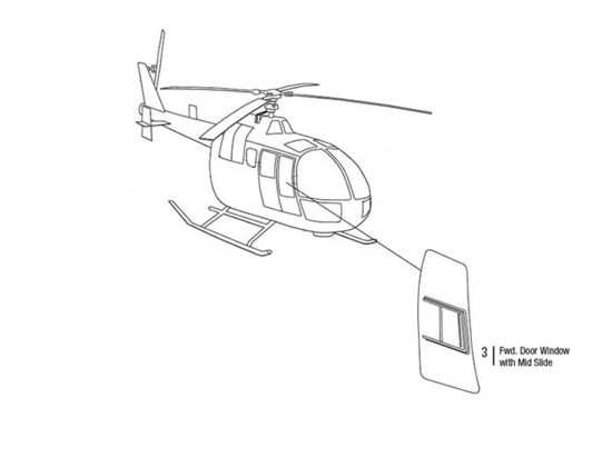 FWD DOOR WINDOW W/MID SLIDE LH | P/N: BO105-1004-3