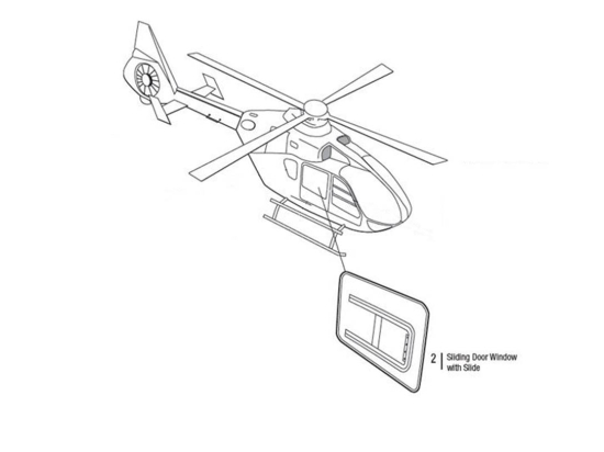 SLIDING DOOR WINDOW W/SLIDE RH | P/N: EC135-1005-4