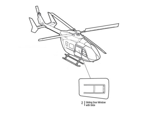 SLIDING DOOR WINDOW W/SLIDE LH | P/N: EC145-1005-3