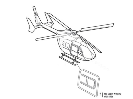MID CABIN WINDOW W/SLIDE RH | P/N: EC145-1006-4