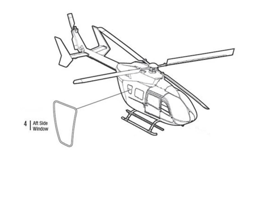AFT SIDE WINDOW RH | P/N: EC145-1007-2
