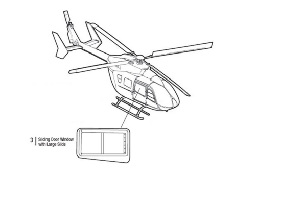 SLIDING DOOR WINDOW W/LARGE SLIDE RH | P/N: EC145-1009-2