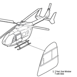 FWD DOOR WINDOW W/SLIDE LH | P/N: EC135-1004-1